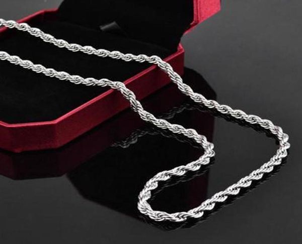 kasanier 4mm width 16inch24inch silver rope chains necklace silver fashion jewelry 3584127